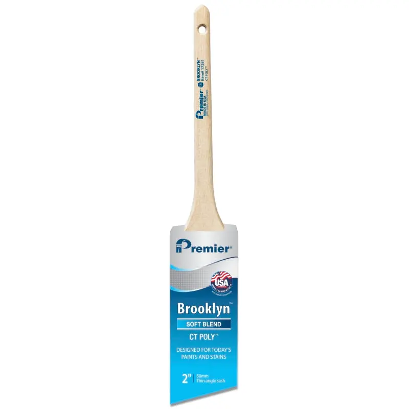 Premier Brooklyn 17281 Paint Brush, Angle Brush, 2 in L Bristle, Polyester Bristle, Sash Handle