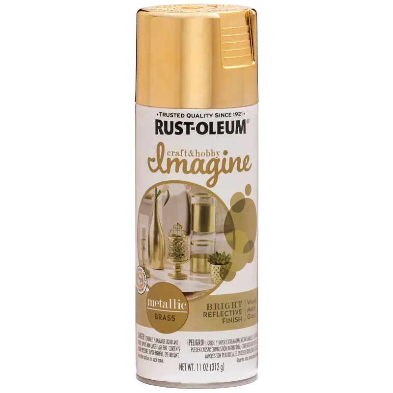 Rust-Oleum Imagine 353723 Craft Spray Paint, Metallic, Brass, 11 oz, Can