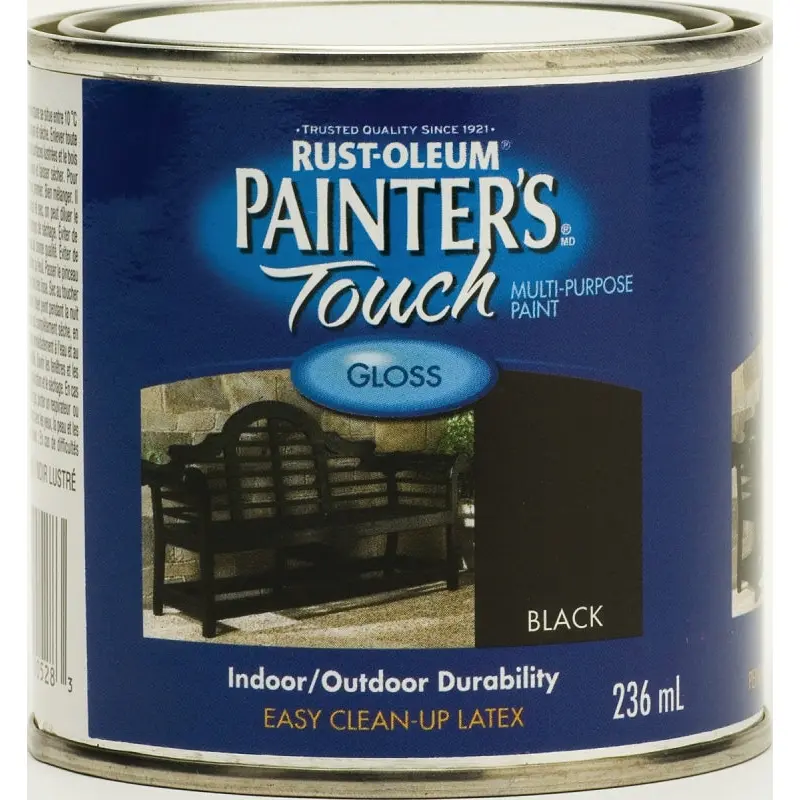 RUST-OLEUM PAINTER'S Touch N1979730 Brush-On Paint, Gloss, Black, 236 mL Can