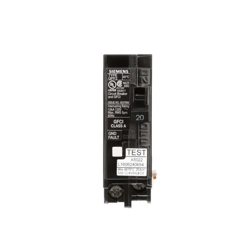 20 Amp Single Pole Type QPF2 GFCI Circuit BreakerGFCI / .45 / 15