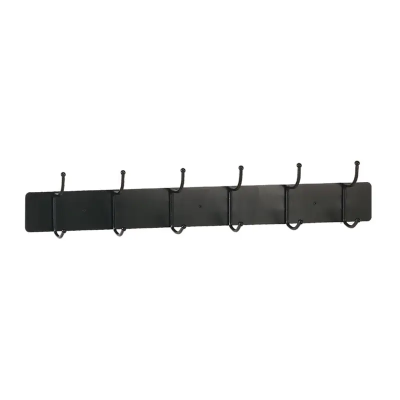 36 in. W x 3.625 in. D x 7.625 in. H Steel 6 Hook Coat Rack with Plate Frame in Black4 / each
