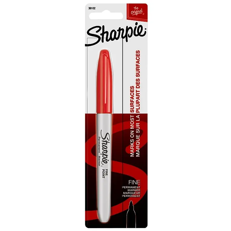 Sharpie 30102 Permanent Marker, Fine Lead/Tip, Red Lead/Tip