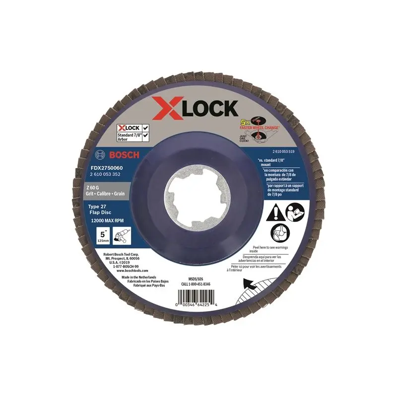Bosch FDX2750060 5 In. X-LOCK Arbor Type 27 60 Grit Flap Disc