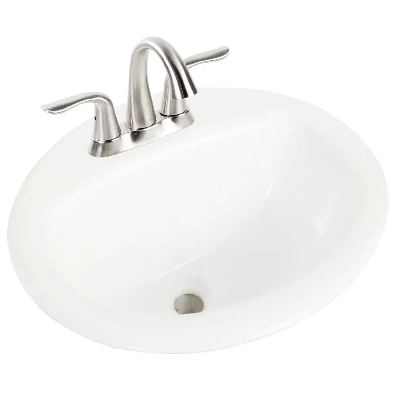 Craft   Main 130013-4W Bathroom Sink, Round Basin, 4 in Faucet Centers, 3-Deck Hole, 19 in OAW, Vitreous China
