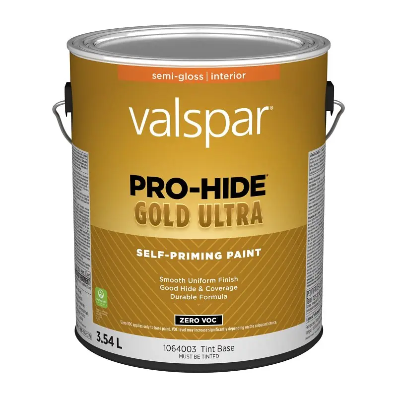 Pro-Hide Gold Ultra 029.1064003.007 Interior Self-Priming Paint, Semi-Gloss, Tint Base, 1 gal, 37 sq-m Coverage Area