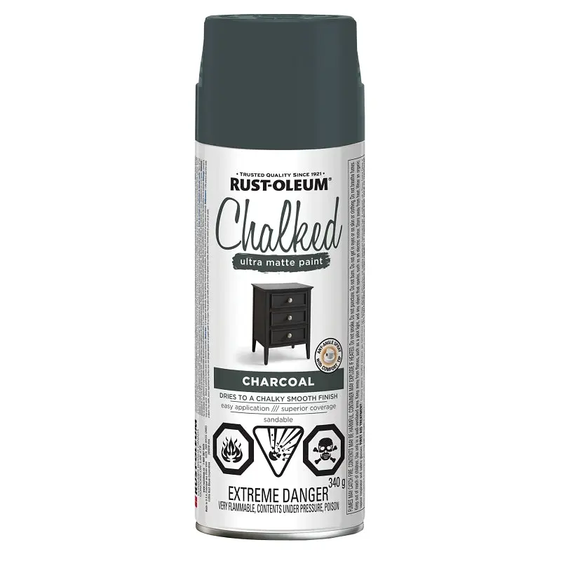 Rust-Oleum 302821 Chalk Spray Paint, Ultra Matte, Charcoal, 340 g, Can