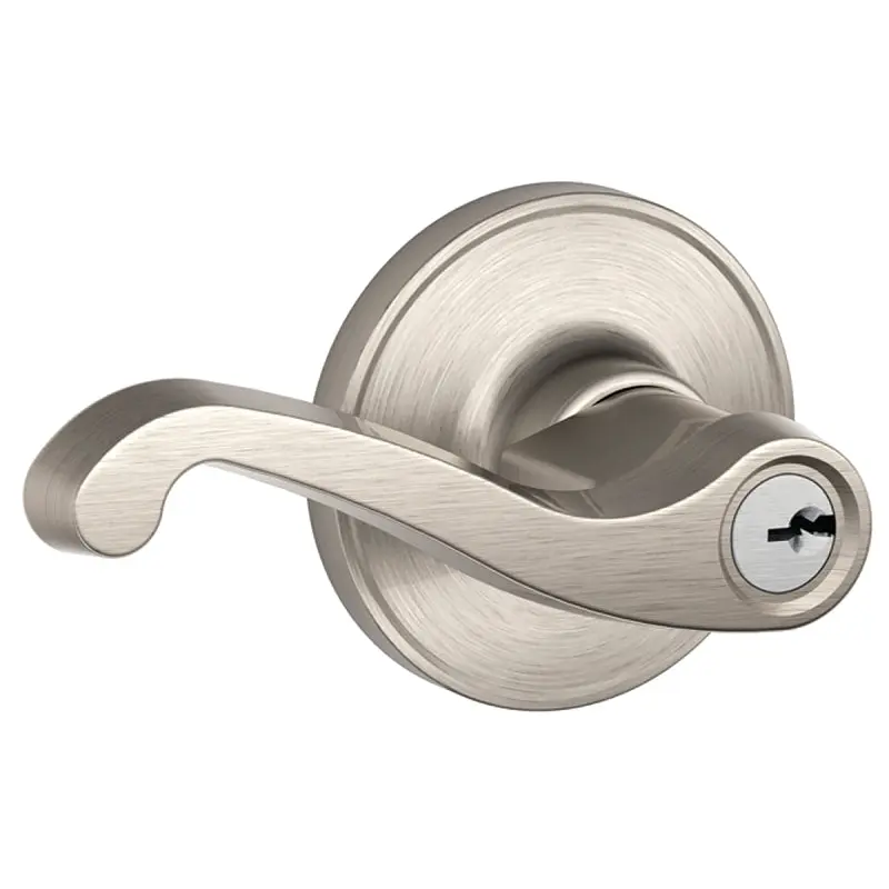 Schlage J Series J54 LAS 619 Entry Lever, Mechanical Lock, Satin Nickel, Metal, Residential, 3 Grade