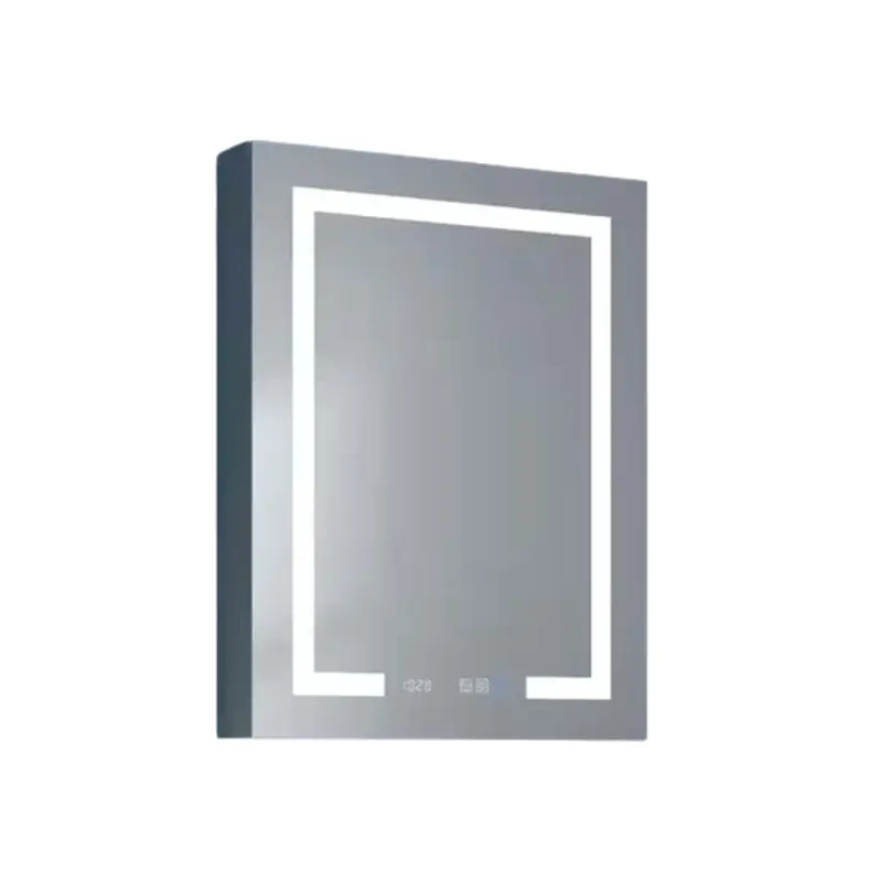 24 in. W x 32 in. H Rectangular Silver Aluminum Recessed/Surface Mount Right Medicine Cabinet with Mirror LED and Clock