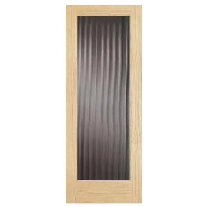 30 in. x 80 in. Modern Full Lite Solid Core Pine Reed Glass Interior Door SlabNo Bore / Unfinished / 30 x 80