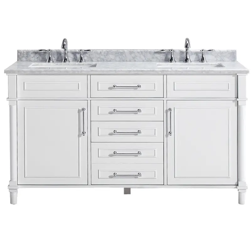 Aberdeen 60 in. W Double Vanity in White with Carrara Marble Top with White SinksWhite / 268.40 / Carrara White Marble