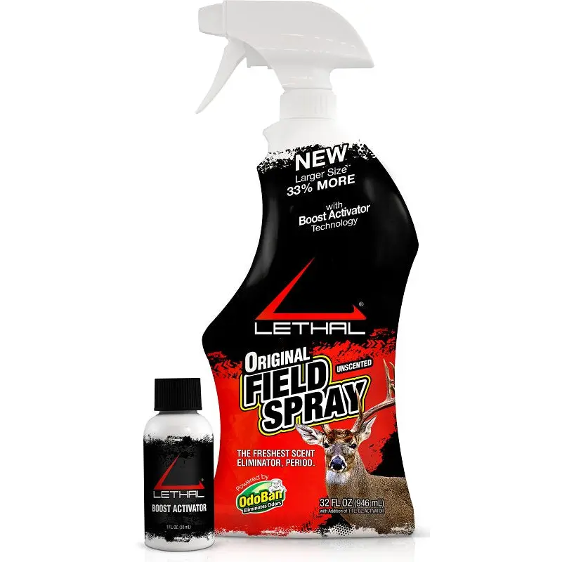Lethal Original Field 971767-31ZC6 Scent Eliminator, Unscented, Liquid, 31 fl-oz Base, 1 fl-oz Activator Spray Bottle
