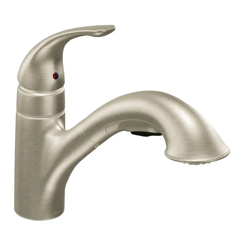 Caprillo Chrome one-handle low arc pullout kitchen faucetChrome