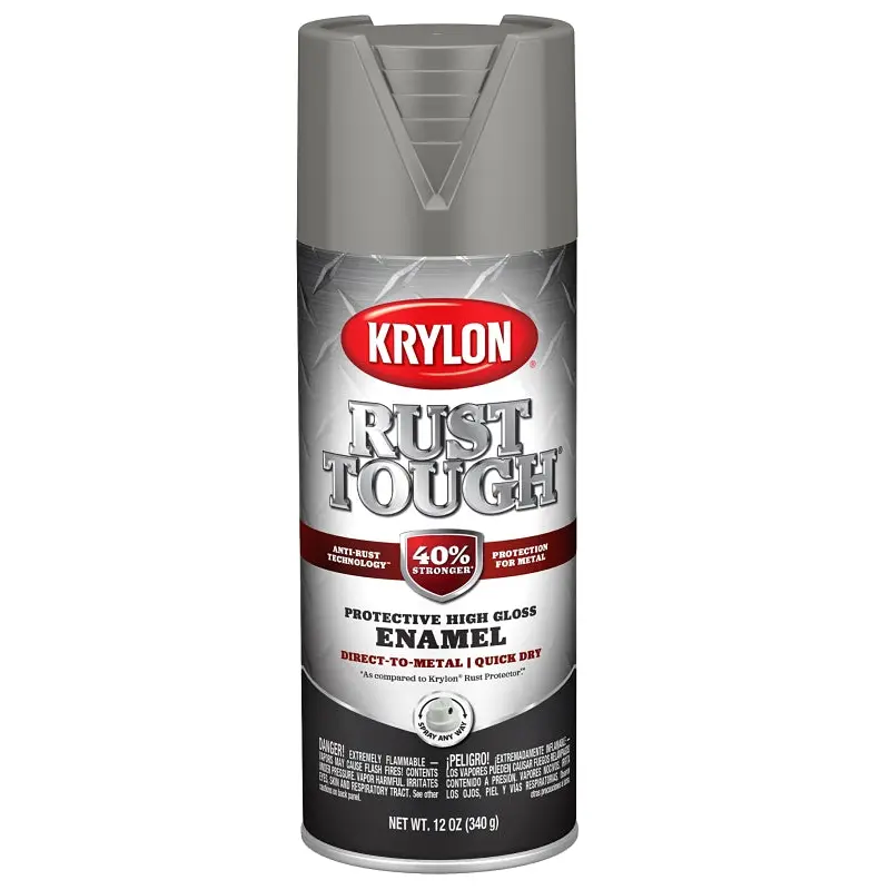 Krylon Rust Tough K09262008 Enamel Spray Paint, Gloss, Classic Gray, 12 oz, Can