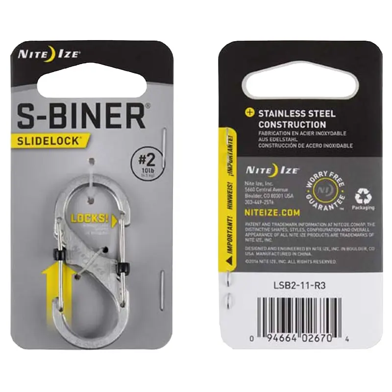Nite Ize LSB2-11-R3 Key Carabiner, 0.9 in OAL, Stainless Steel, Stainless Steel
