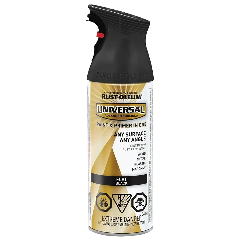 Rust-Oleum 246434 Enamel Spray Paint, Flat, Black, 340 g, Can