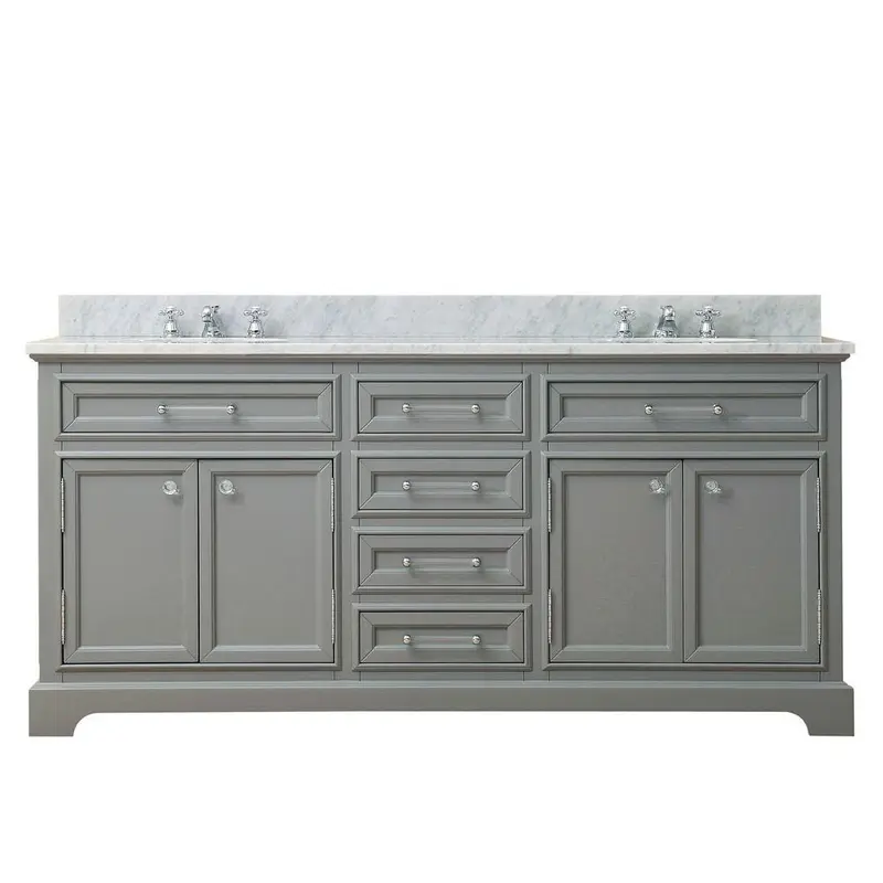 72 in. W x 21.5 in. D x 34 in. H Vanity in Cashmere Grey with Marble Vanity Top in Carrara WhiteWhite / 228 / Carrara White