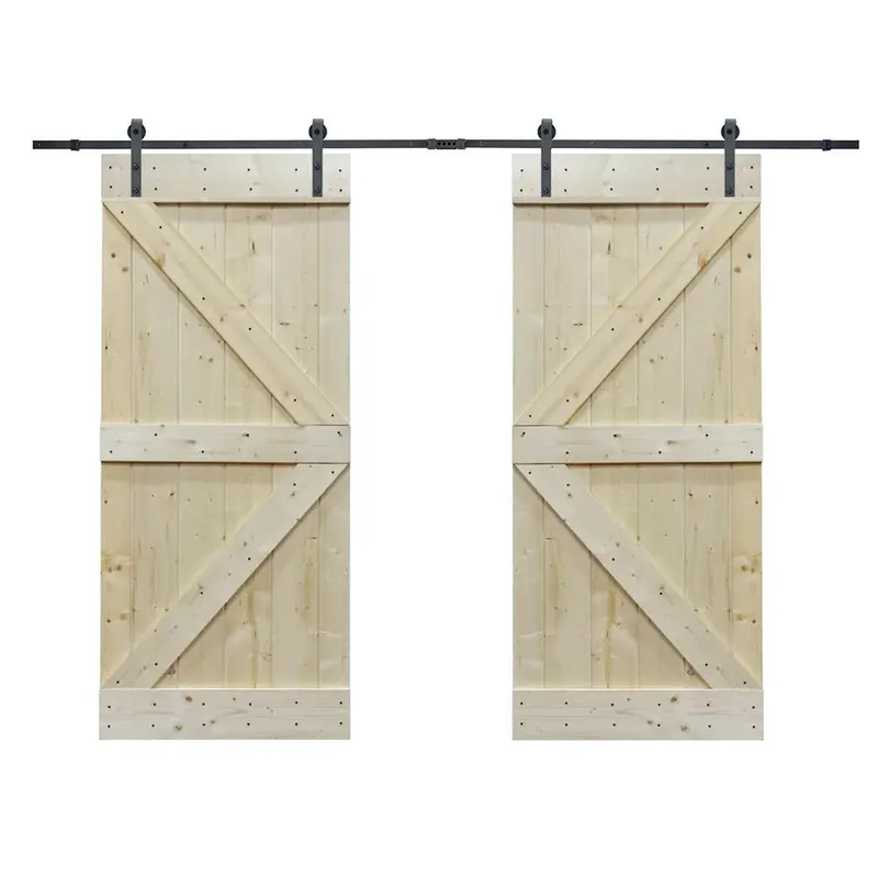 72 in. x 84 in. Unfinished Solid Core Knotty Pine Sliding Barn Door with Hardware Kit144 / each