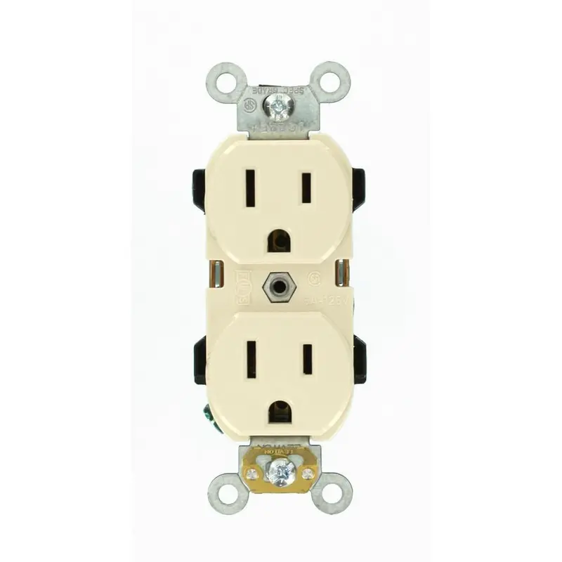 15 Amp Industrial Grade Narrow-Body Duplex Outlet, Light AlmondWhite / 0.05 / 1