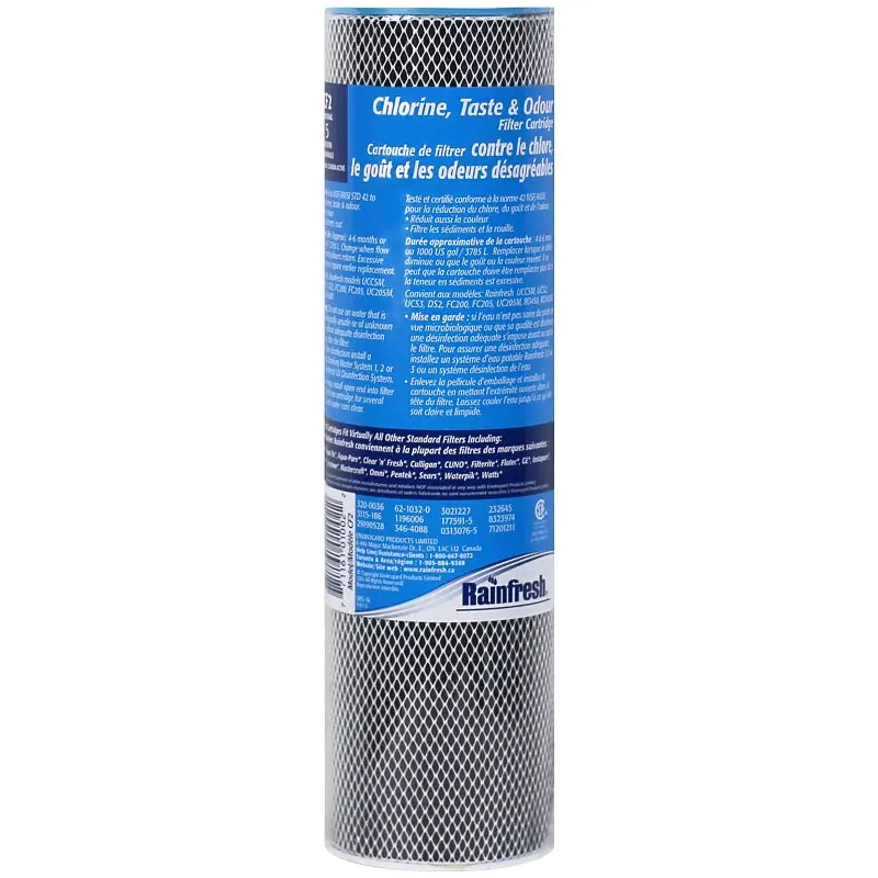 Rainfresh CF Series CF2 Taste and Odor Filter Cartridge, 5 um Filter, Carbon Filter Media