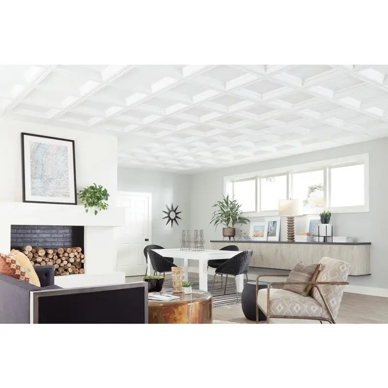 Armstrong Ceilings 24-in x 24-in Easy Elegance White Coffered 15/16-in Drop Panel Ceiling TilesBlack / Case