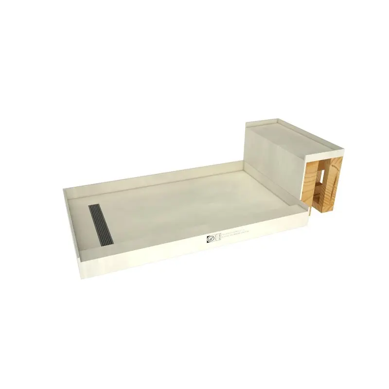 Base'N Bench 36 in. x 72 in. Single Threshold Shower Base and Bench Kit with Left Drain and Brused Nickel Grate