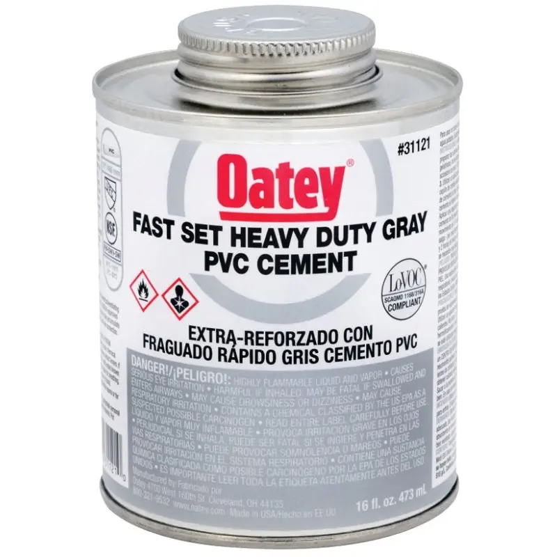 Oatey 31121 Solvent Cement, 16 oz Can, Liquid, Gray