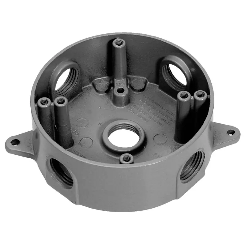Orbit RB50 RB50-5 Weatherproof Box, 4 in W, 1-1/2 in D, 5 -Knockout, Aluminum, Gray, Powder-Coated