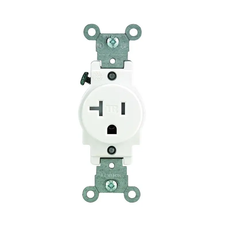 20 Amp Commercial Grade Tamper Resistant Single Outlet, WhiteWhite / .13 / 1