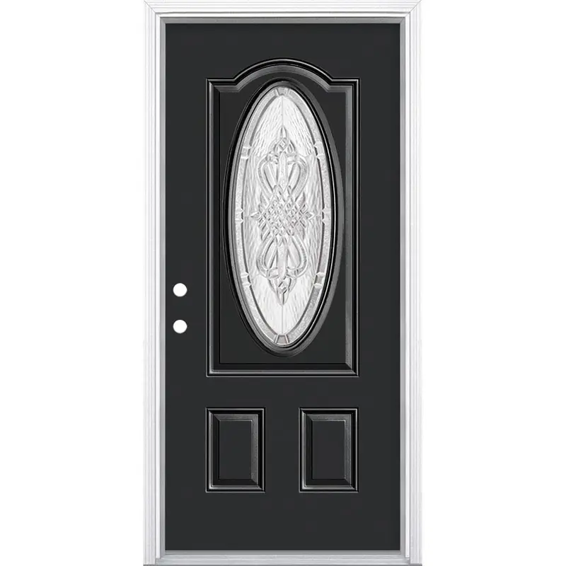 36 in. x 80 in. New Haven 3/4 Oval-Lite Right-Hand Inswing Painted Steel Prehung Front Exterior Door with BrickmoldCanyon View / 36 x 80 / Left-Hand/Inswing