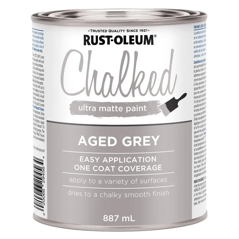 Rust-Oleum 286944 Chalk Paint, Ultra Matte, Aged Gray, 30 oz