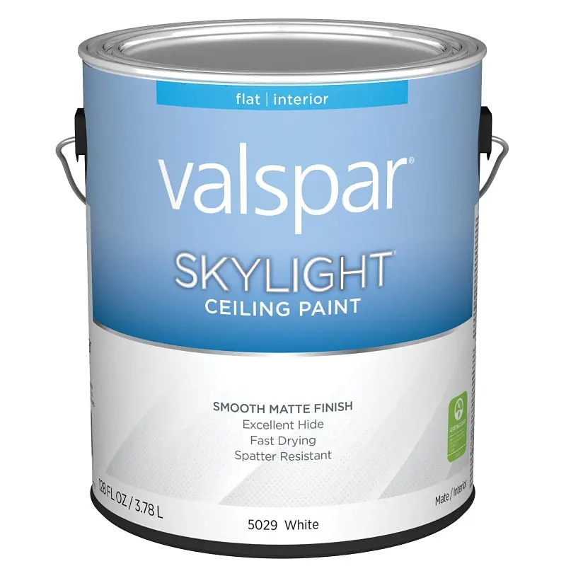 Valspar Skylight 5029 028.0015029.007 Ceiling Paint, Flat, White, 1 gal, Metal Pail, Latex Base