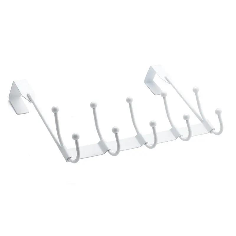 14 in. Over Door Fancy White 5 Hook Bar