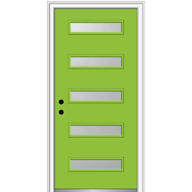 36 in. x 80 in. Davina Right-Hand Inswing 5-Lite Frosted Glass Painted Steel Prehung Front Door on 4-9/16 in. FrameBlack / 32 x 80 / Left-Hand/Inswing