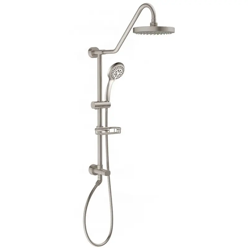 6-spray 8 in. Dual Shower Head and Handheld Shower Head with Low Flow in Brushed NickelChrome / 8