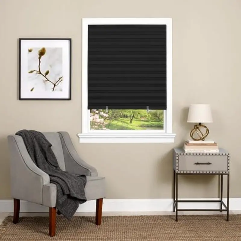 Achim Cordless 1-2-3 Shade 48-in x Black Room Darkening Cordless Pleated Shade