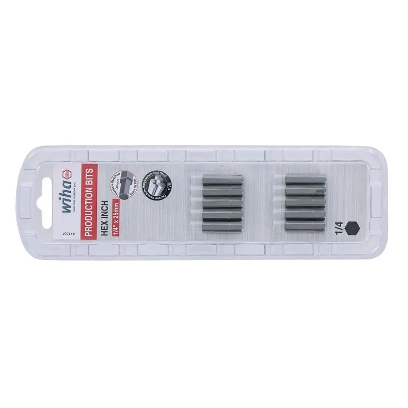 Wiha Hex Inch Insert Bit 1/4 x 25mm Pack of 10 Bits