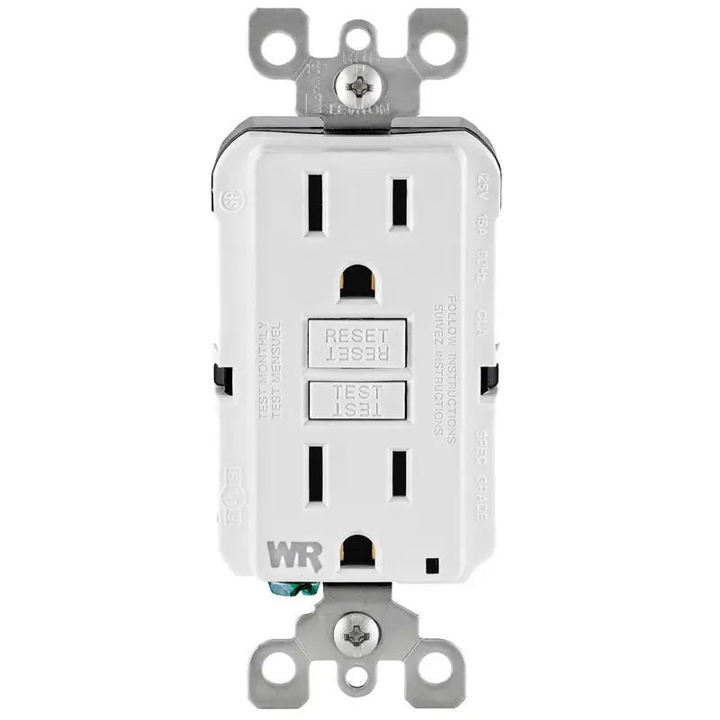 15 Amp 125-Volt Duplex Self-Test Tamper Resistant/Weather Resistant GFCI Outlet, WhiteGray / .3 / 6