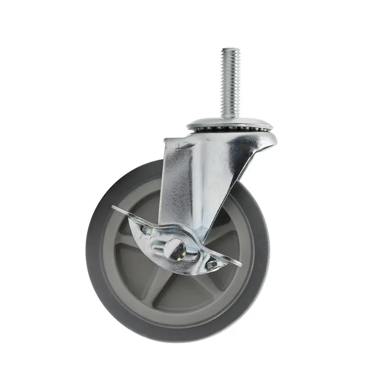 4 in. Medium Duty Gray TPR Caster Stem Mount with Brake 130 lbs. Weight Capacity0.835 / each