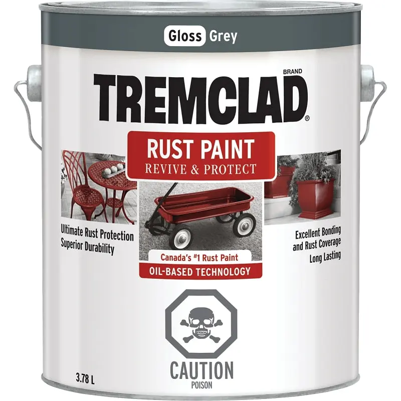 Tremclad 27028X155 Rust Preventative Paint, Oil, Gloss, Gray, 3.78 L, Can