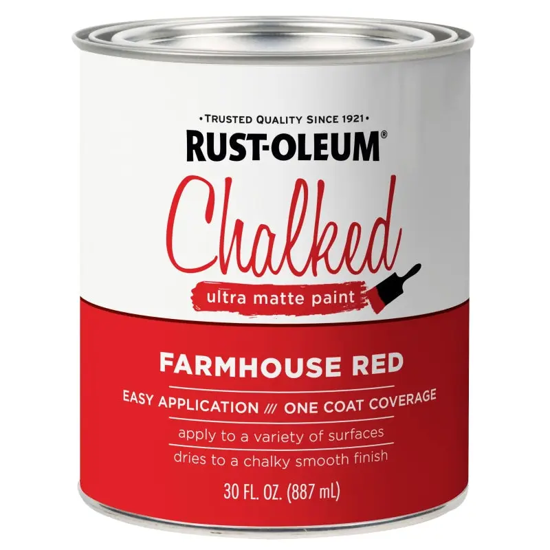 Rust-Oleum 329211 Chalk Spray Paint, Ultra Matte Chalky, Farmhouse Red, 30 oz, Can