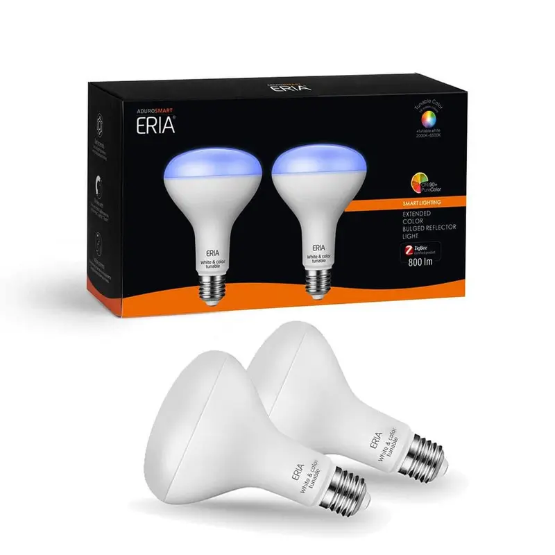AduroSmart ERIA 65-Watt Equivalent BR30 Dimmable CRI 90 Plus Wireless Smart LED Light Bulb Multi-Color (2-Pack)Color Changing Light