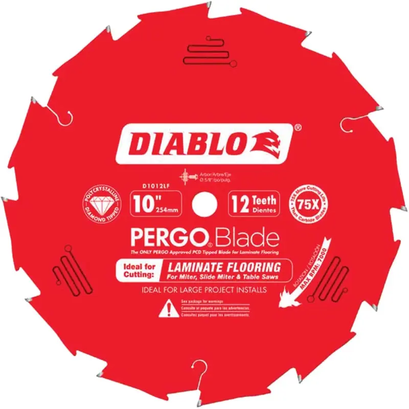 Diablo D1012LF Circular Saw Blade, 10 in Dia, 5/8 in Arbor, 12-Teeth, Polycrystalline Diamond Cutting Edge