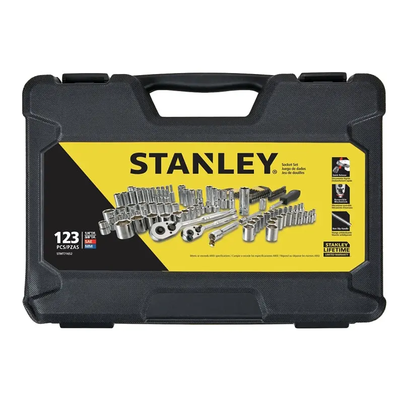 Stanley STMT71652 Mechanics Tool Set, 123-Piece, Steel, Polished Chrome