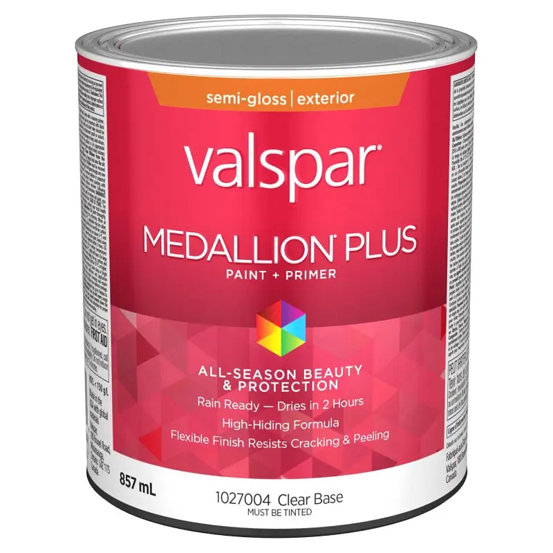 Medallion Plus 029.1027004.005 Exterior Paint and Primer, Acrylic, Semi-Gloss, Clear, 1 qt, 400 sq-ft/gal Coverage Area