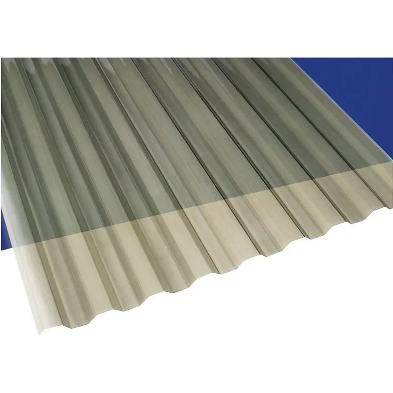 Suntuf 101931 Corrugated Panel, 12 ft L, 26 in W, Greca 76 Profile, 0.032 in Thick Material, Polycarbonate, Gray