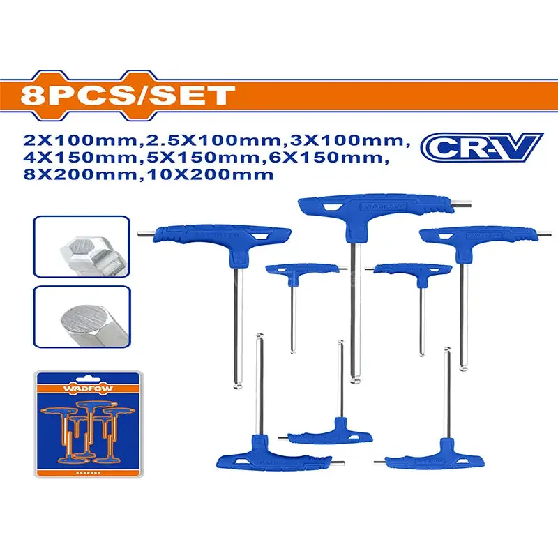 Wadfow 8 Pcs T-Handle Hex Wrench Set