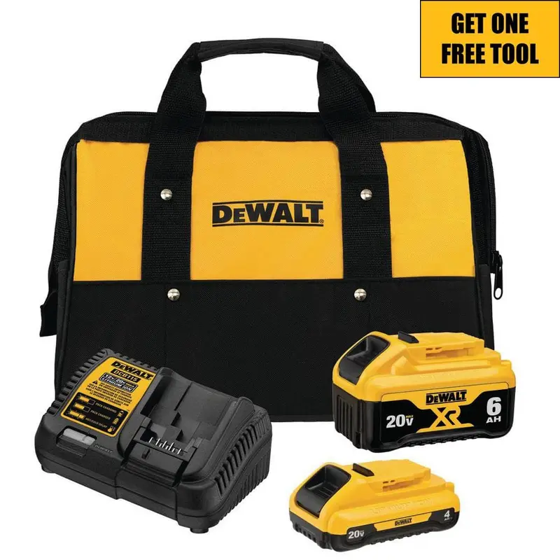 20-Volt MAX XR Lithium-Ion Starter Kit with (1) 6.0Ah Battery, (1) 4.0Ah Battery, Charger and Kit Bag
