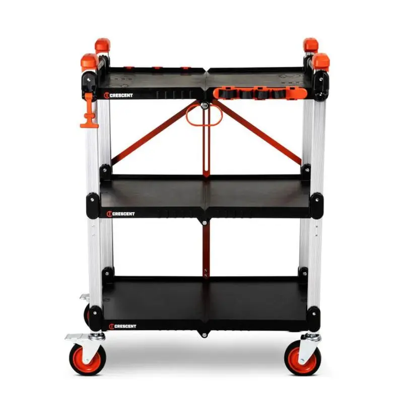 CRESCENT F3SCBL SITERUNNER 3 Shelf Folding Jobsite Cart