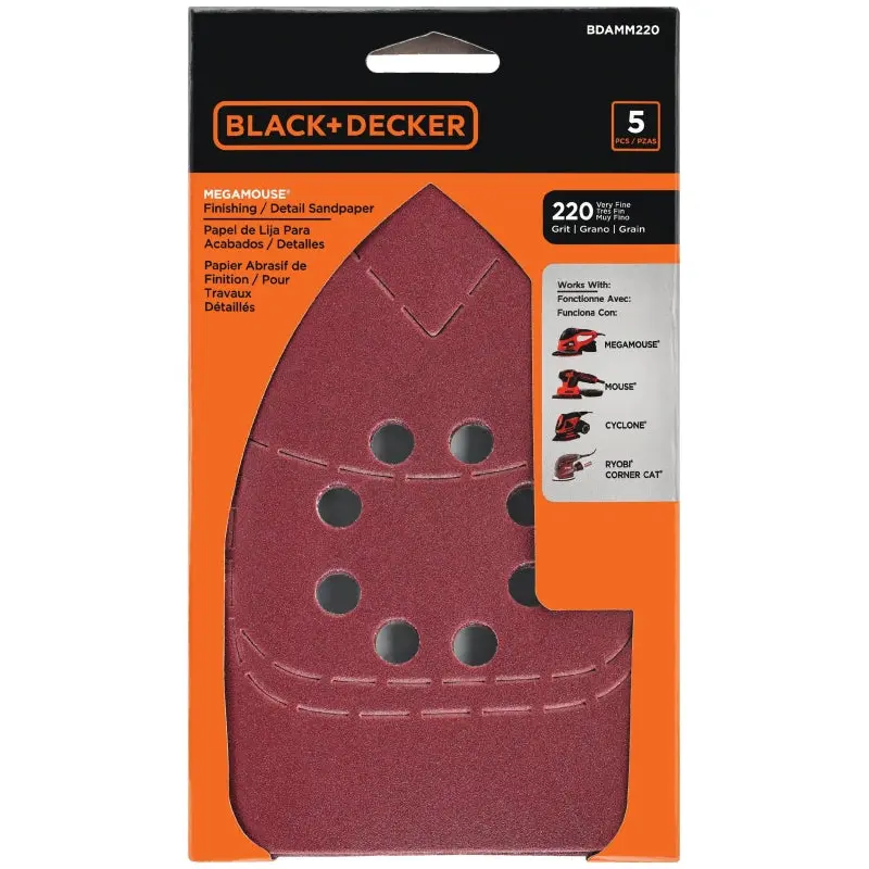 Black Decker BDAMM220 Sandpaper, 220 Grit, Medium