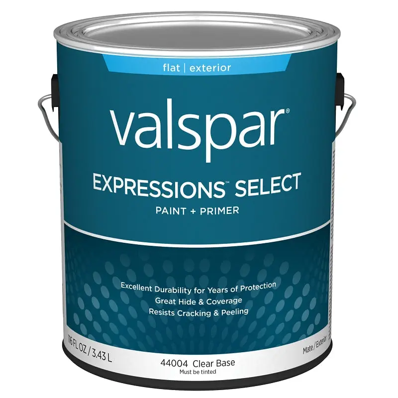 Valspar Expressions Select 4400 028.0044004.007 Latex Paint, Acrylic Base, Flat Sheen, Clear Base, 1 gal